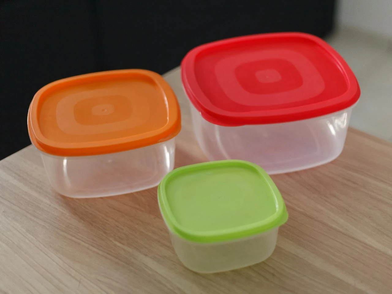 Lot de 3 boîtes de conservation carrées plastiques - 4,5L, 2,5L, 800ml